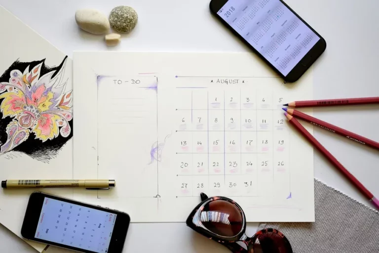 Calendar and planner on a desk